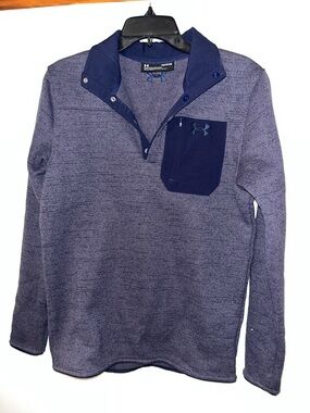 Under Armour Men's Navy Heather Quarter Snap Pullover Sweater